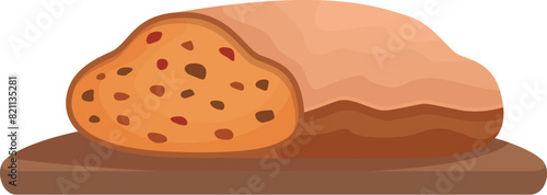 Flat design vector illustration of a whole wheat bread loaf on a cutting board, ideal for foodrelated graphics