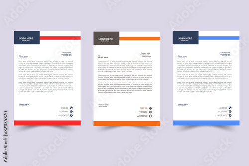 corporate LetterHead ,bundle of  three tamplate with different colour.