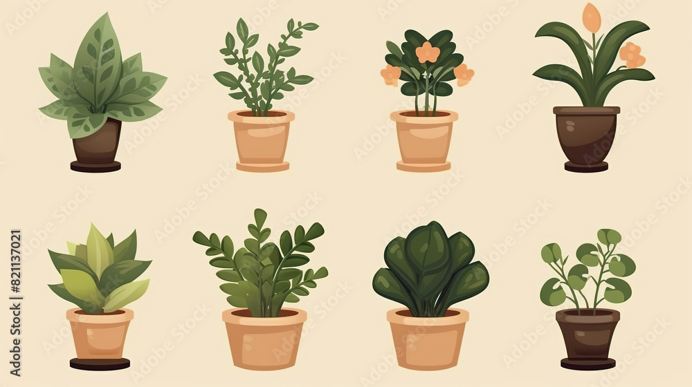 Potted plant isolated against a stark white background Potted plant isolated against a stark white background