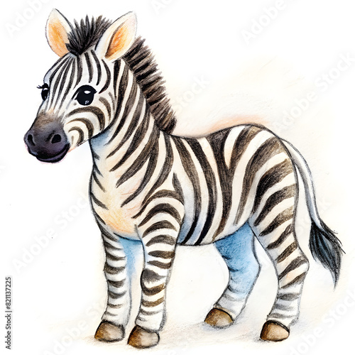 Hand-Drawn Baby Zebra Isolated on Transparent Background - Detailed Wildlife Illustration