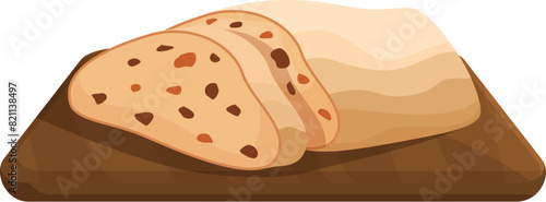 Illustration of a sliced loaf of bread resting on a cutting board, perfect for bakery themes
