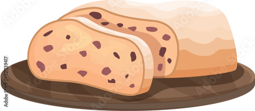 Vector illustration of delicious raisin bread on a wooden cutting board