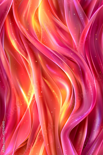 A pink and orange wave with a yellow stripe