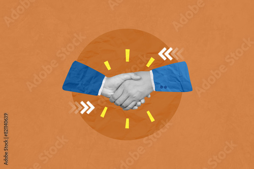 Creative art collage of successful business people handshaking. Concept of successful business, deal, Shaking hands,Business network