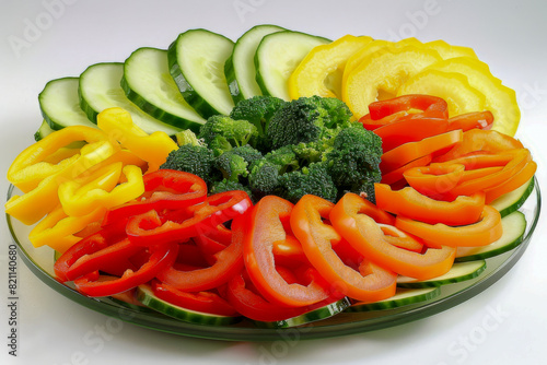 Wallpaper Mural A colorful plate of vegetables including broccoli, peppers, and cucumbers Torontodigital.ca