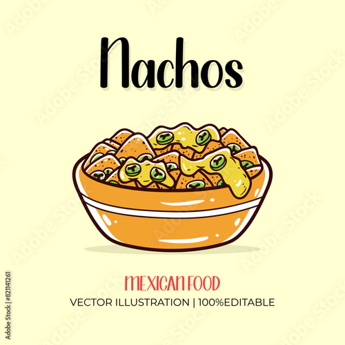 Nachos mexican food vector illustration