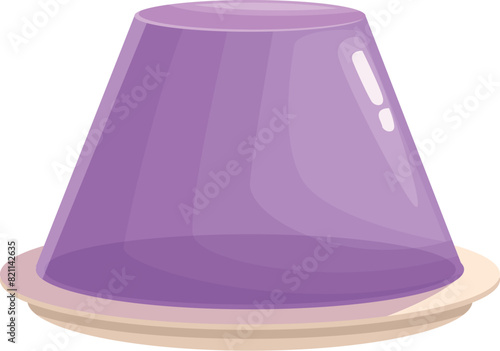 Vector graphic of a shiny purple jello on a plate, isolated