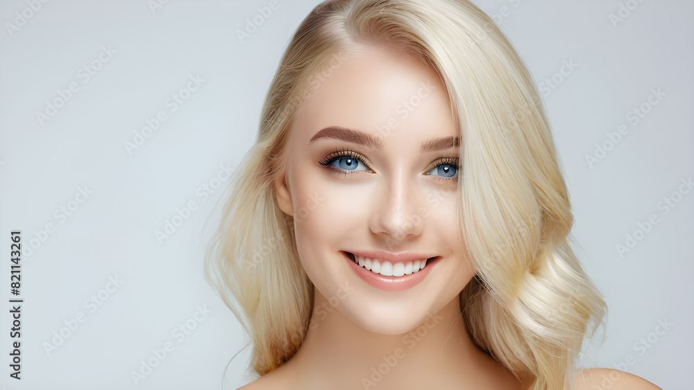 white background, copy space. a woman with blue eyes white background, copy space. a woman with blue eyes