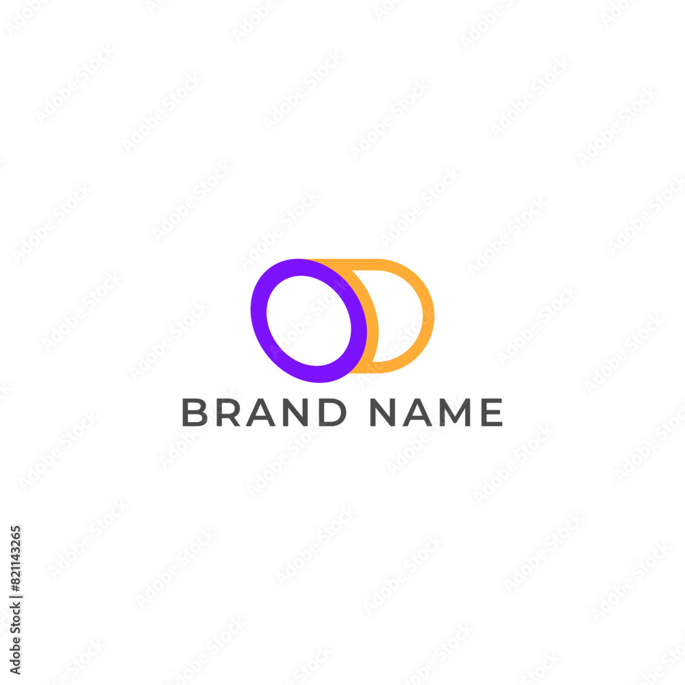 ILLUSTRATION LETTER OD GEOMETRIC LOGO ICON PURPLE ORANGE FLAT COLOR TEMPLATE SIMPLE MINIMALIST ELEMENT DESIGN SIMPLE VECTOR GOOD FOR APPS, BRAND 