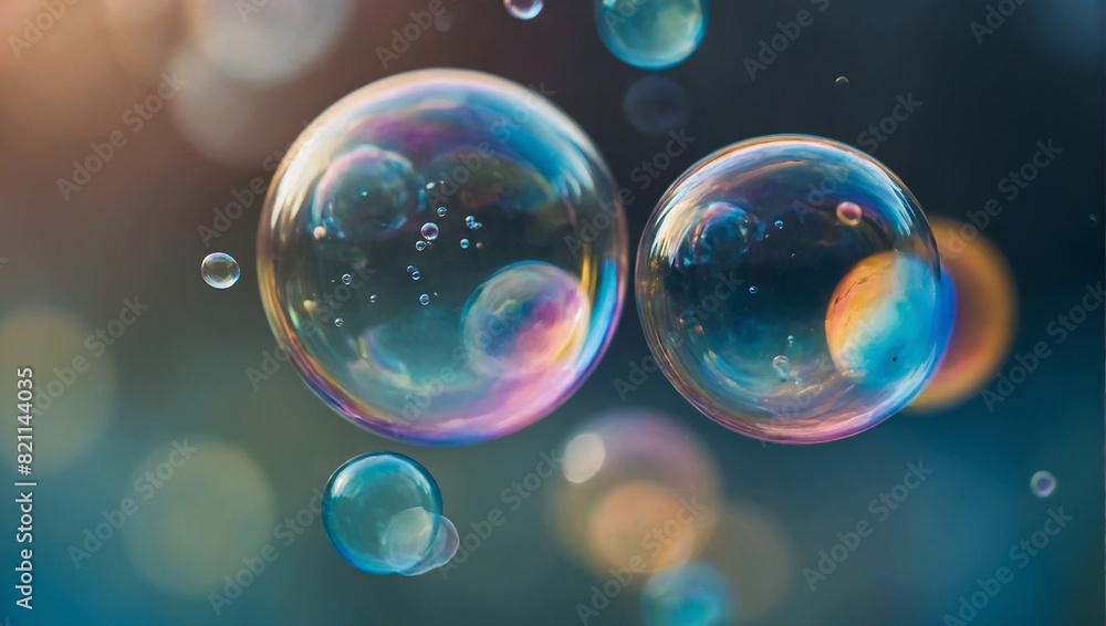 Iridescent Soap Bubbles in Macro View