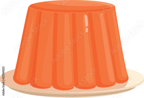 Vibrant digital artwork featuring orange jelly dessert on a simple dish, isolated on white