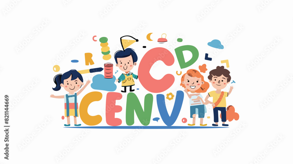 Creative kids center flat vector logo. Early children