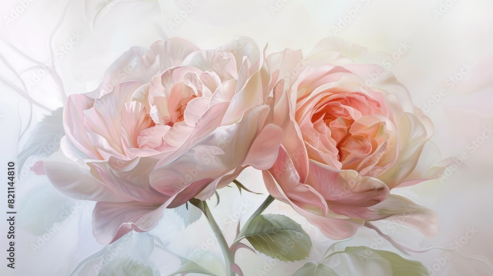 Delicate beauty. Pink roses isolated on white background. 