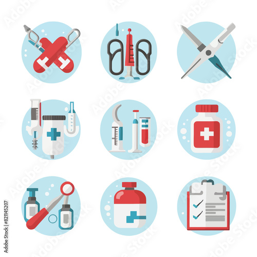 vector medical medicines tools icons nutritional, dentistry, cardiology, surgery, nanotechnology
