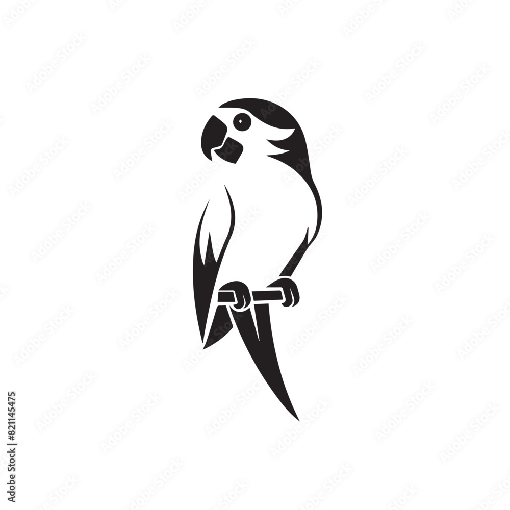 Parrot in cartoon, doodle style . Image for t-shirt, web, mobile apps and ui. Isolated 2d vector illustration in logo, icon, sketch style, Eps 10, black and white. AI Generative