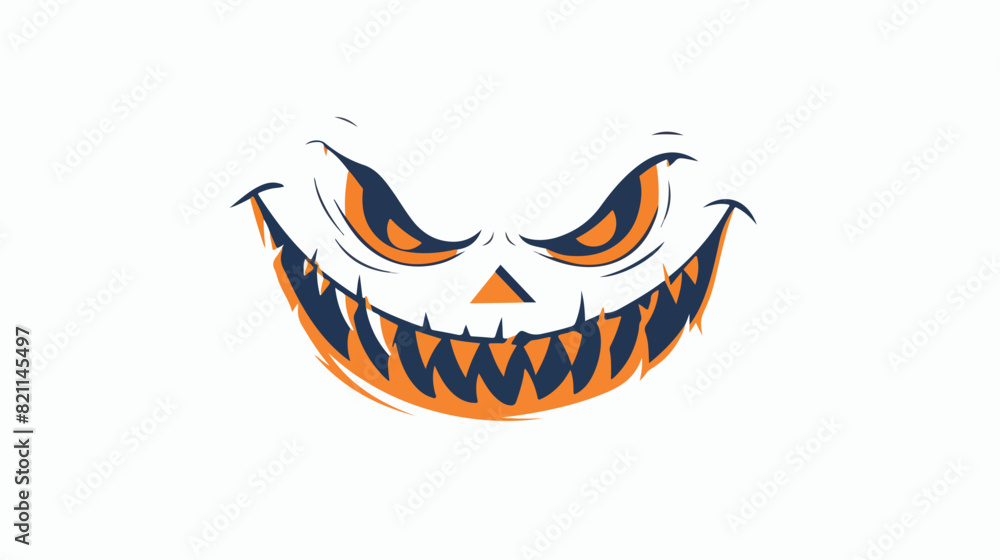 Creepy Halloween face laughing. Evil laughter of smile