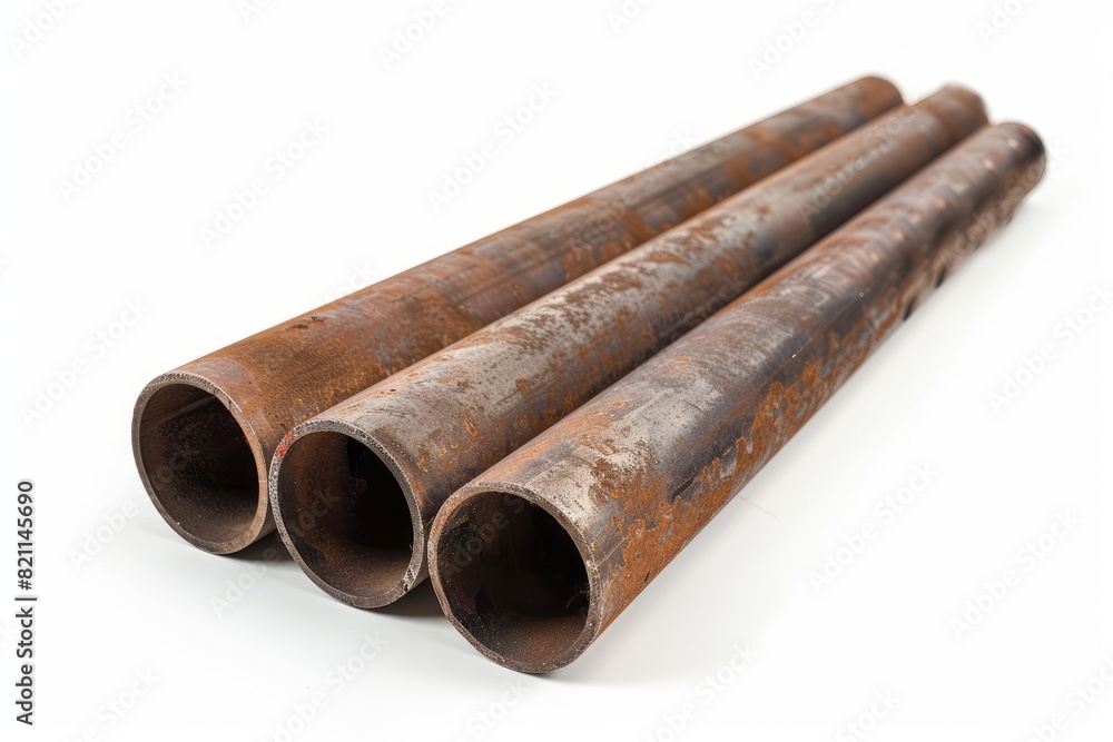 rusty steel pipe , white background rusty steel pipe , white background