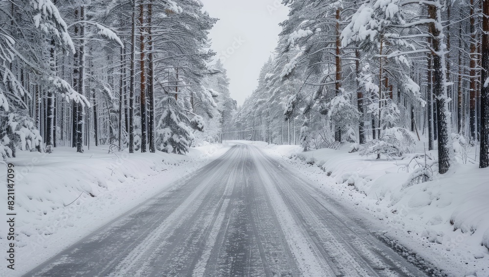 Winter Landscape with Snowy Road Winter Landscape with Snowy Road