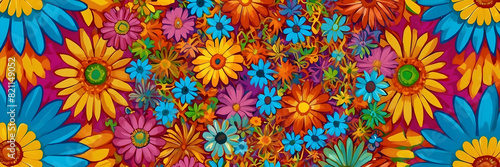 Wallpaper Mural This vibrant and eye-catching pattern showcases an explosion of various colorful flowers in a dense floral design Torontodigital.ca