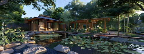 Sustainable Wellness Retreat A Tranquil Green Oasis for Rejuvenation and Mindfulness photo