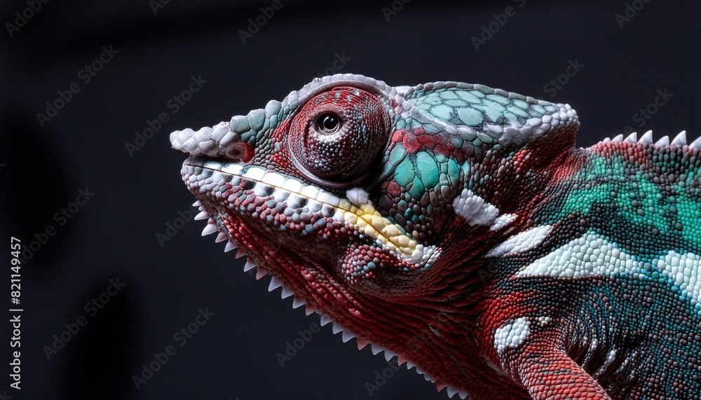 chameleon head on black background chameleon head on black background