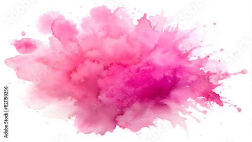 Splash of Pink Watercolor Flat Paint Isolated on Transparent Background - Artistic Design Element