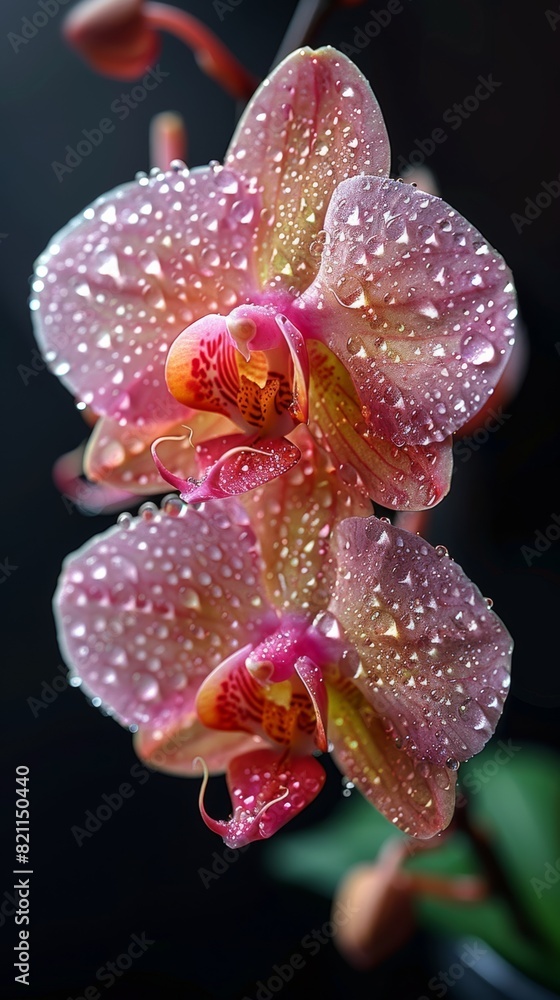 a fresh orchid flowers surrounded by raindrops a fresh orchid flowers surrounded by raindrops