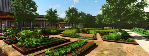 D Rendered Green Schoolyard A NatureFilled Outdoor Learning Space photo