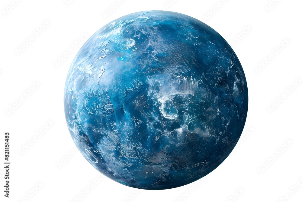 Close-up of a blue planet on white background Close-up of a blue planet on white background