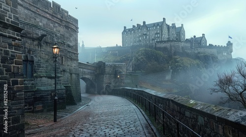 Storm clouds brewing over the historic Edinburgh Castle in the heart of Scotland