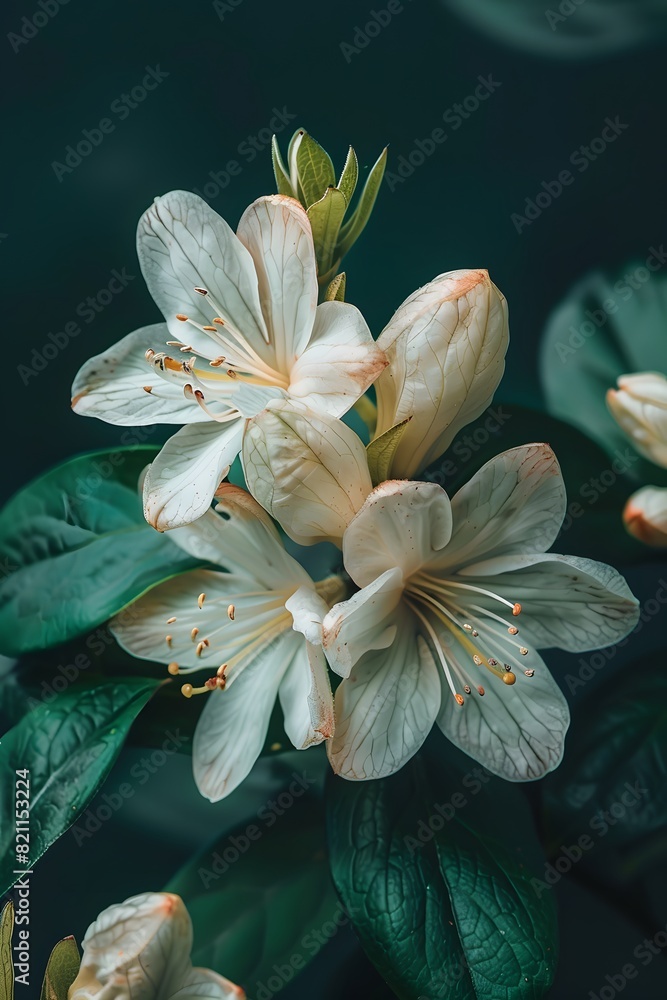 Fototapeta premium A close up of a flower with green leaves