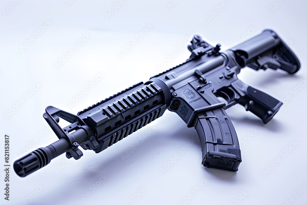 A close up of a toy gun on a white surface A close up of a toy gun on a white surface