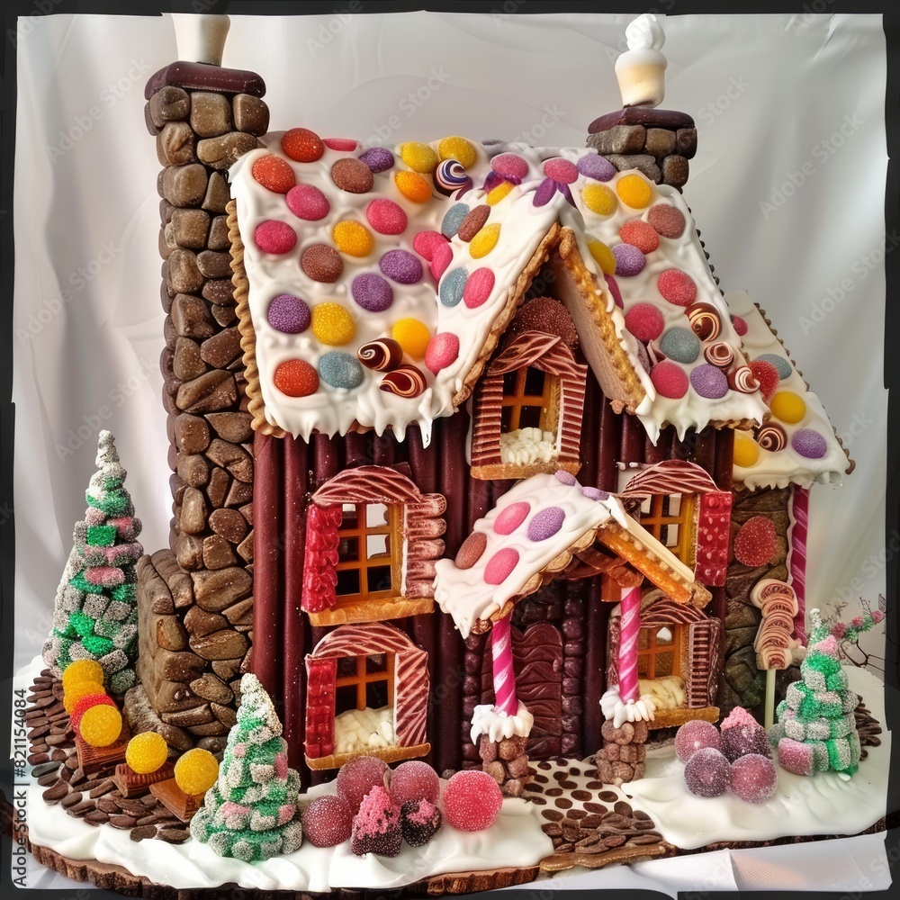 A gingerbread house with candy decorations on it