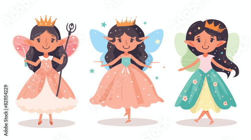 Cute fairy girl disguised in tale princess costume  photo