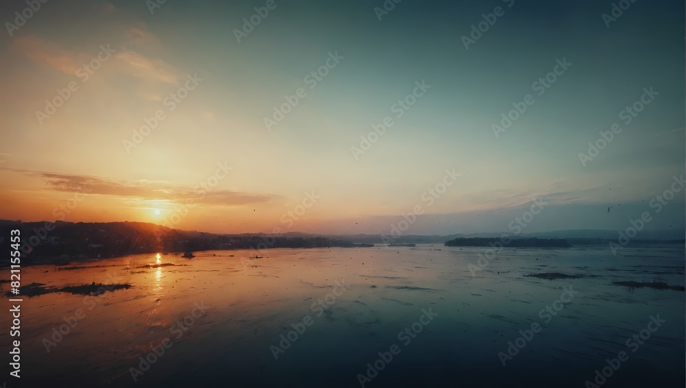 A serene sunset over water, creating a picturesque view generative AI. A serene sunset over water, creating a picturesque view generative AI.