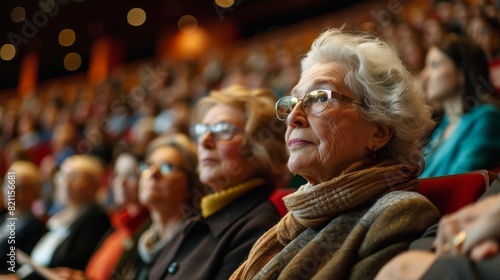 A group of audience members in the opera house listened with rapt attention