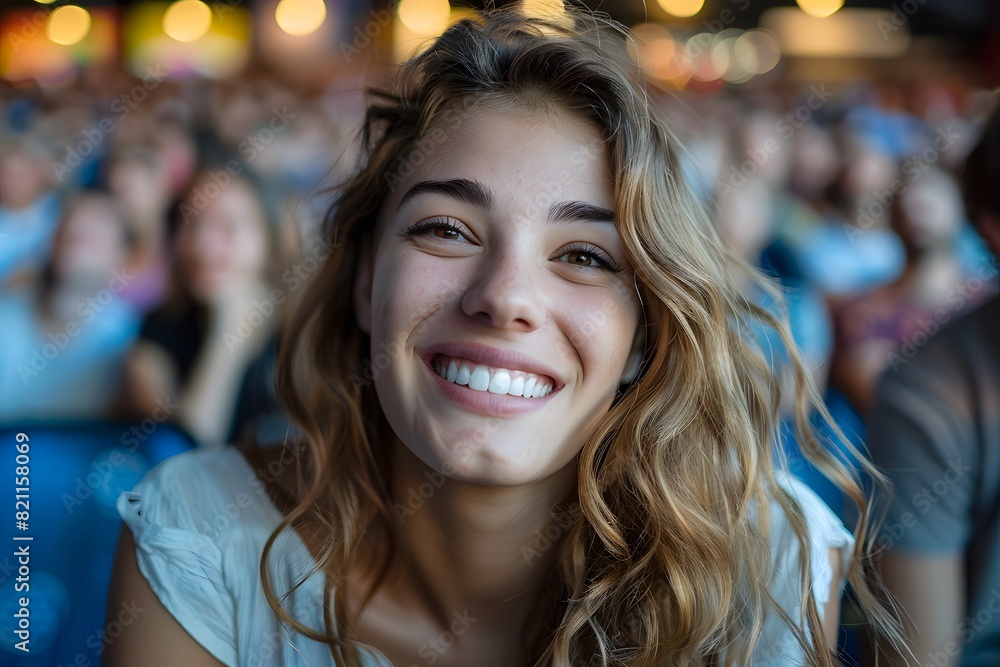 custom made wallpaper toronto digitalSmiling woman with long hair in a crowd of people