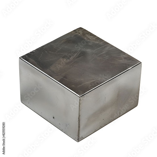 Metal titanium block isolated on transparent background.