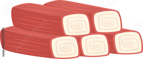 Vector image of stylized imitation crab sticks, perfect for foodthemed graphics