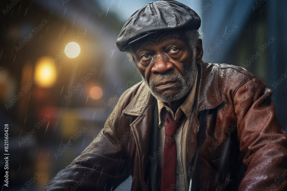 A beautiful elderly of South-Africanformal man riding his bicycle to work, a frontside portrait of a guy commuting on a bicycle on a rainy day in an urban street at mid-day A beautiful elderly of South-Africanformal man riding his bicycle to work, a frontside portrait of a guy commuting on a bicycle on a rainy day in an urban street at mid-day