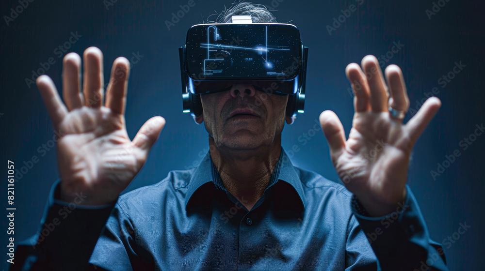 a corporate trainer using virtual reality to conduct a training session, focusing on their engaging and instructive demeanor. a corporate trainer using virtual reality to conduct a training session, focusing on their engaging and instructive demeanor.
