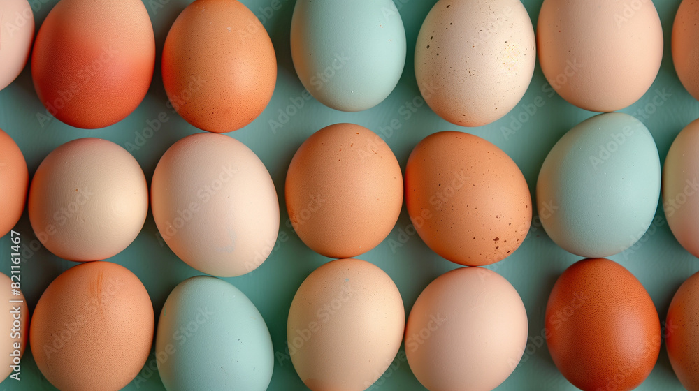 Top view of boiled white eggs on pastel background Top view of boiled white eggs on pastel background