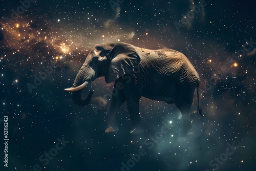 an elephant floating in space © Julaini