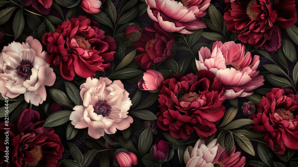 Close up of a flowery background with red and pink flowers Close up of a flowery background with red and pink flowers