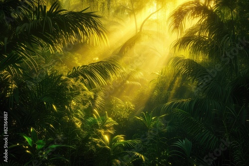Radiant Rainforest  Captivating Light Amidst the Amazonian Greenery