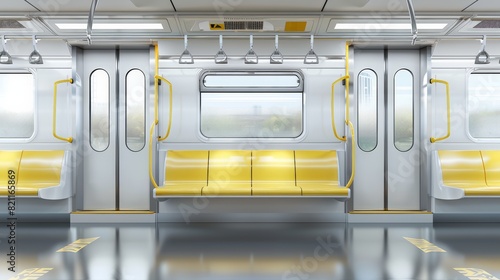 Subway train with a yellow seat photo