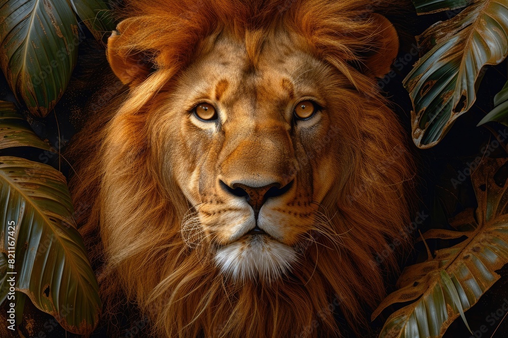 Naklejka premium Close-up of Ferocious African Lion