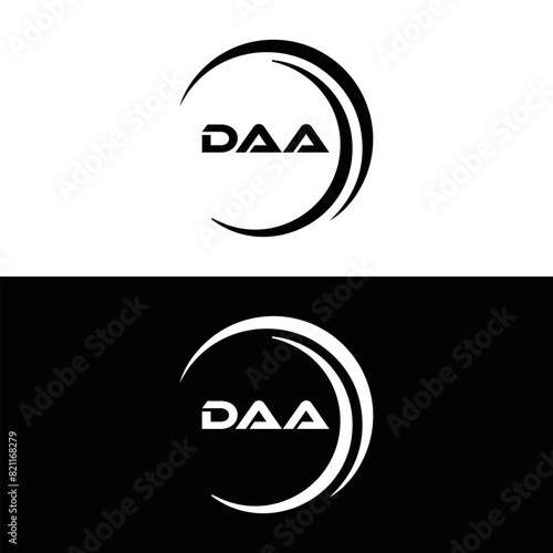 DAA logo. D A A design. White DAA letter. DAA, D A A letter logo design. D A A letter logo design in FIVE, FOUR, THREE, style. letter logo set in one artboard. D A A letter logo vector design.	

