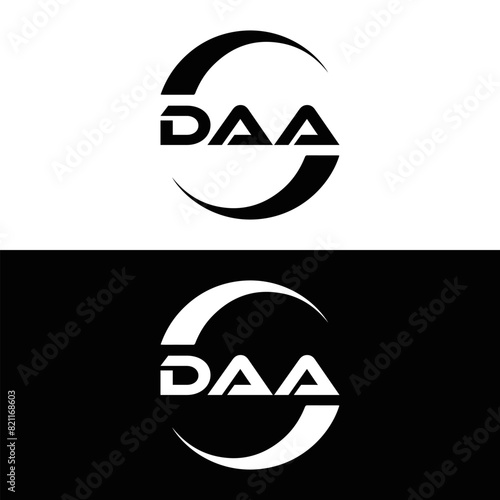 DAA logo. D A A design. White DAA letter. DAA, D A A letter logo design. D A A letter logo design in FIVE, FOUR, THREE, style. letter logo set in one artboard. D A A letter logo vector design.	
