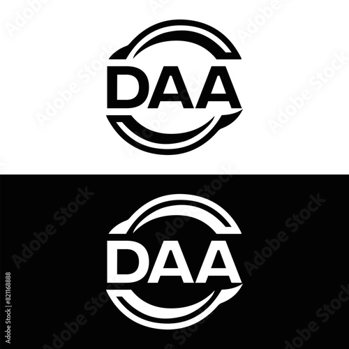 DAA logo. D A A design. White DAA letter. DAA, D A A letter logo design. D A A letter logo design in FIVE, FOUR, THREE, style. letter logo set in one artboard. D A A letter logo vector design.	
